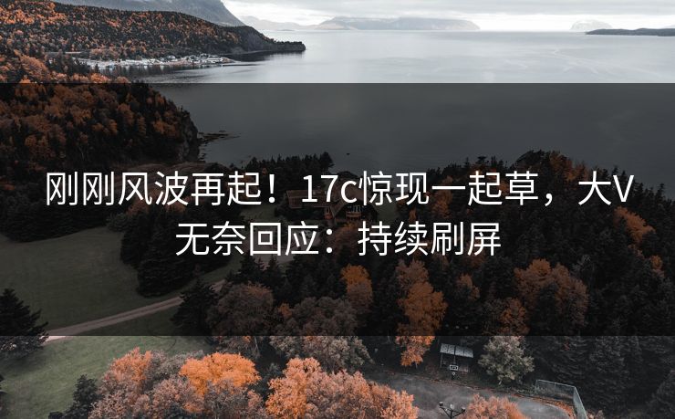 刚刚风波再起！17c惊现一起草，大V无奈回应：持续刷屏