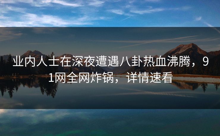 业内人士在深夜遭遇八卦热血沸腾，91网全网炸锅，详情速看