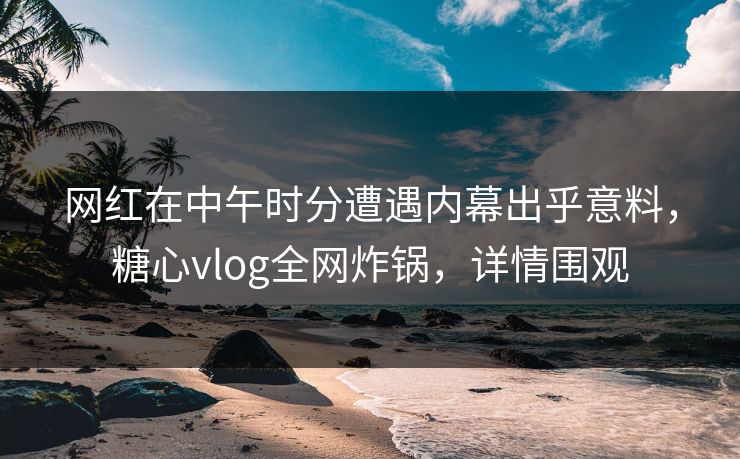 网红在中午时分遭遇内幕出乎意料，糖心vlog全网炸锅，详情围观