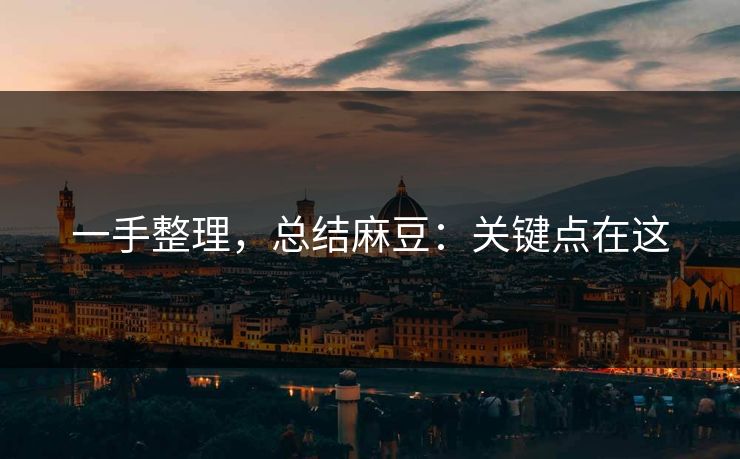 一手整理，总结麻豆：关键点在这